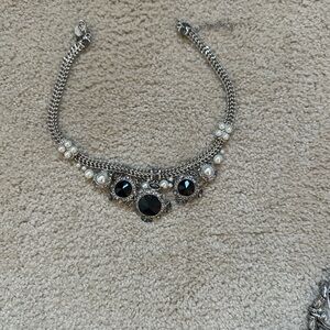 White House Black market Silver and Black Statement Necklace